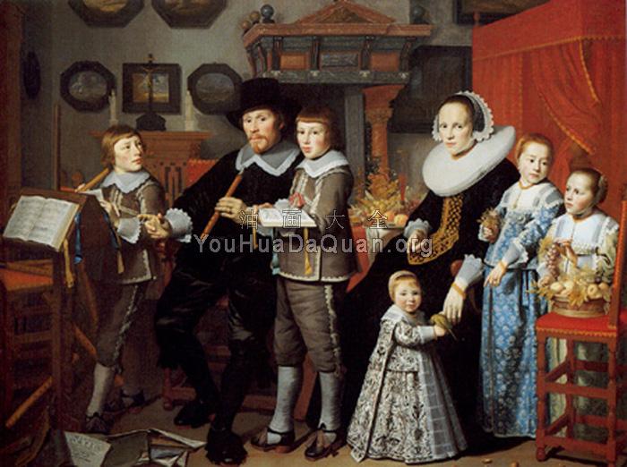 Portrait of Michiel van der Dussen, his Wife, Wilhelemina van Setten and their Children - 亨德里克·科内利斯·凡·瓦利特